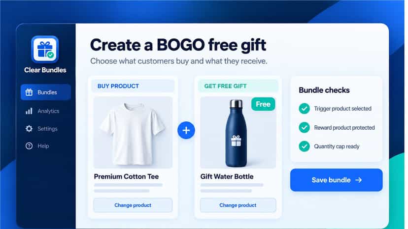 BOGO builder showing separate buy and free gift products.