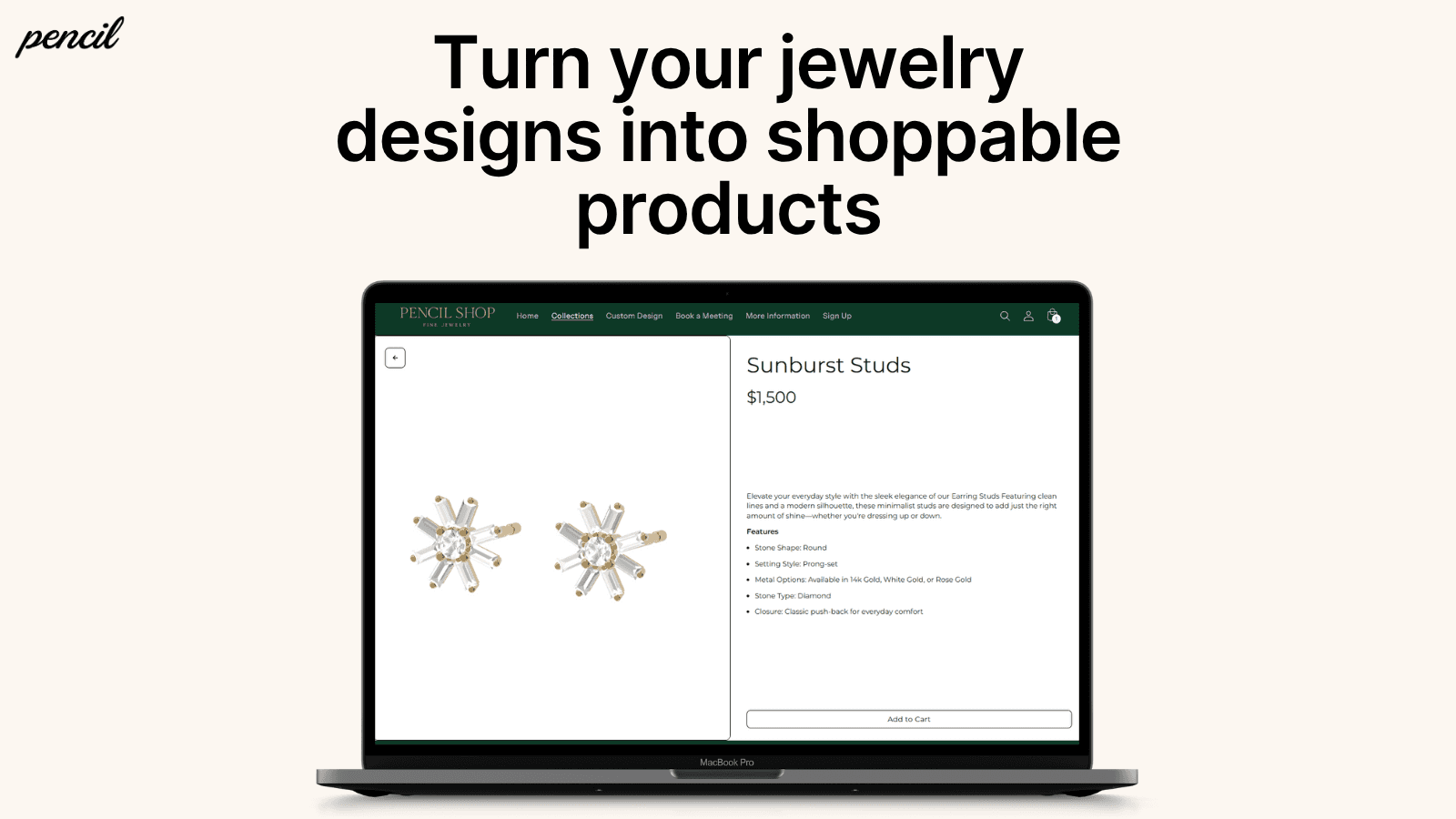 earrings for sale on a website