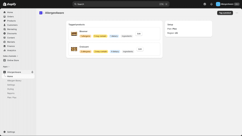 AllergensAware product backend