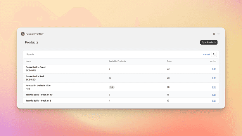 Products Screen