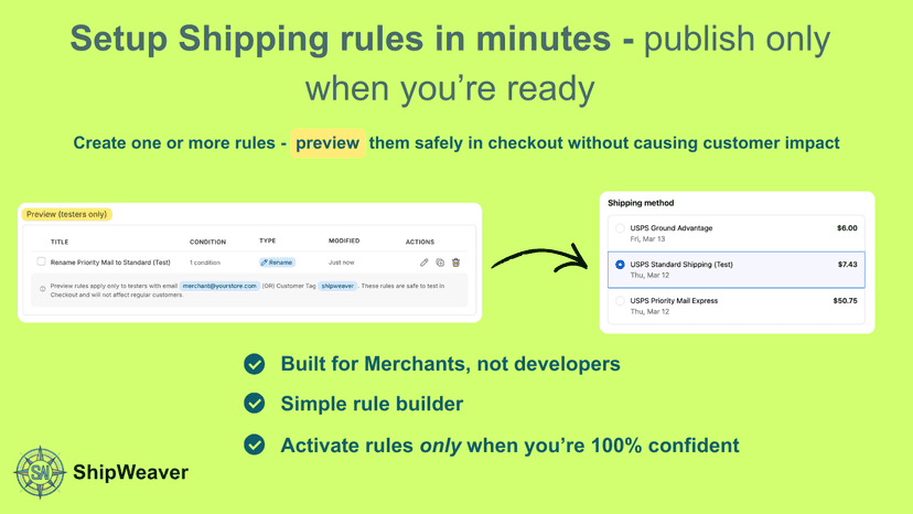 ShipWeaver - Rule Preview Safe Mode