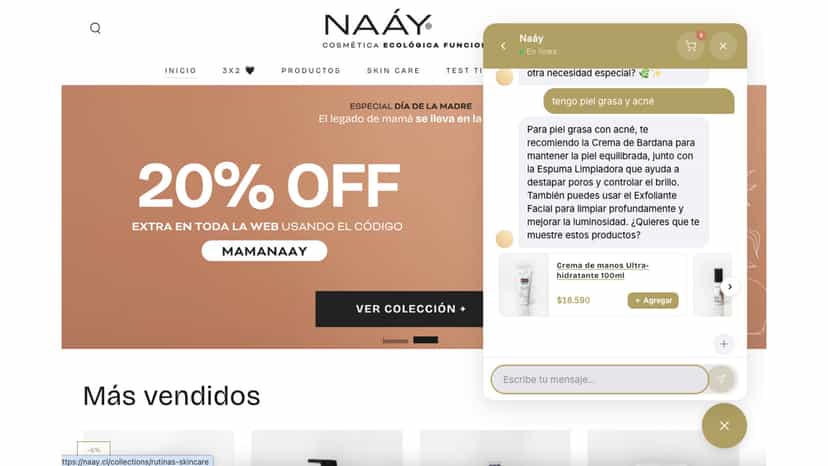 Asistente con IA recomienda productos por necesidad del cliente