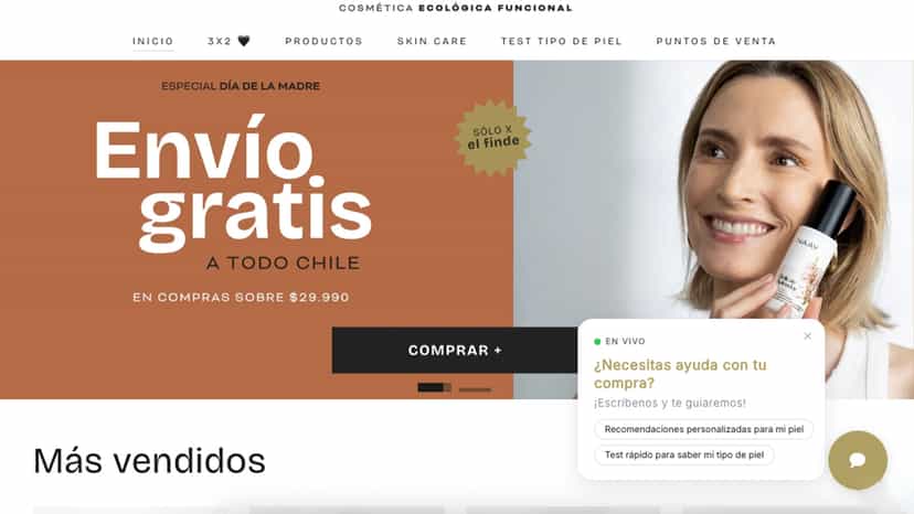 Burbuja flotante invita al cliente a abrir el chat con IA