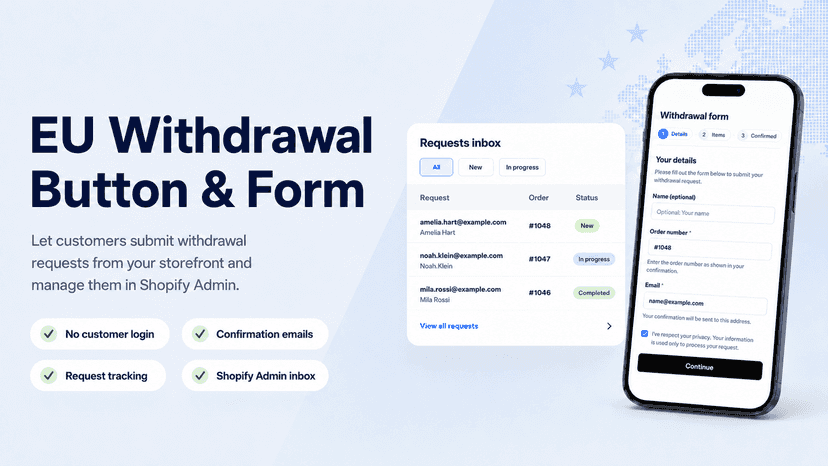 Cancevia dashboard showing EU withdrawal request metrics