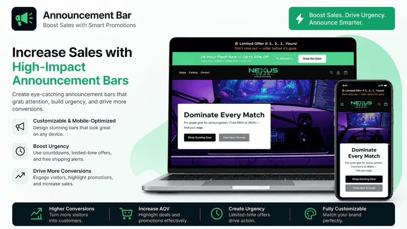 Increase sales, boost urgency with Announcement Bar
