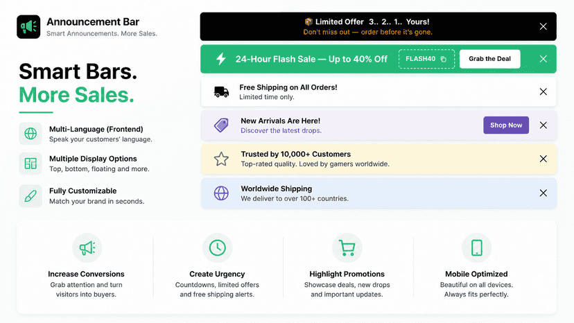 Smart Bars for more sales in Shopify