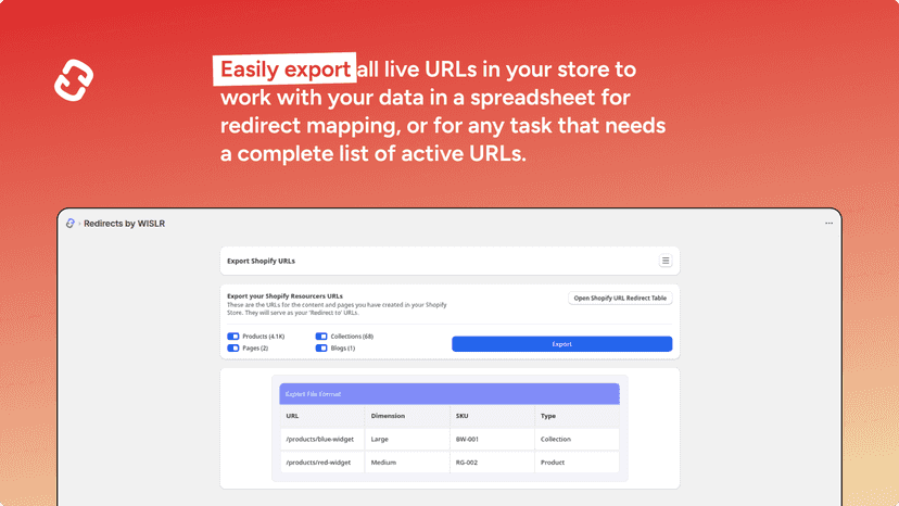 Easily export all live URLs in your store