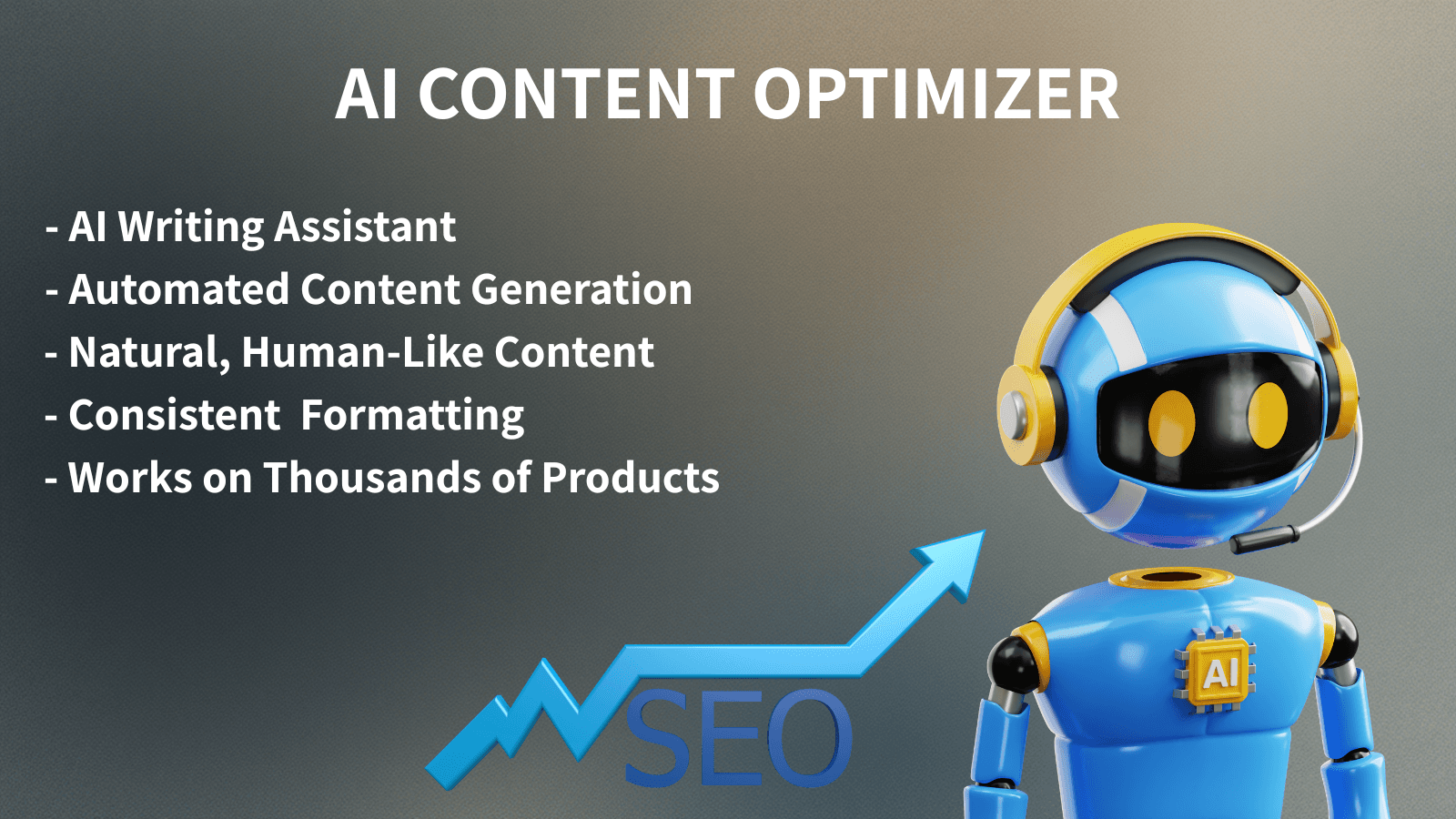 AI Content Optimizer key features with SEO growth chart