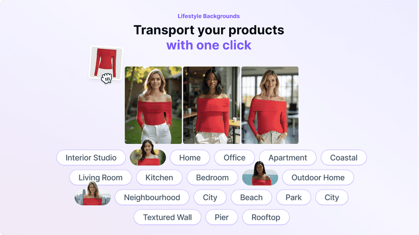 Change backgrounds for AI model photos with Picjam in one click