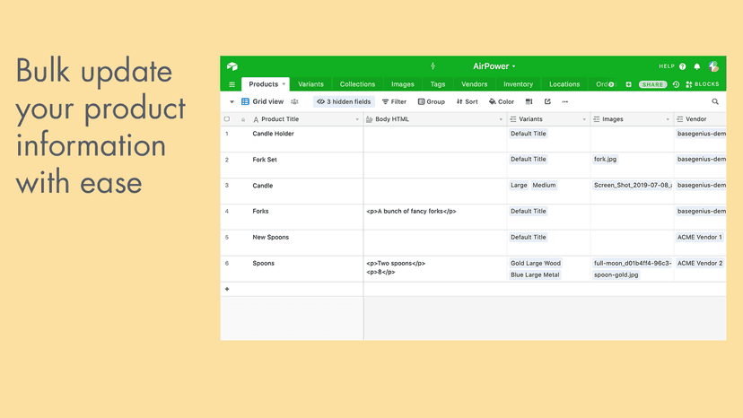 Set inventory from Airtable
