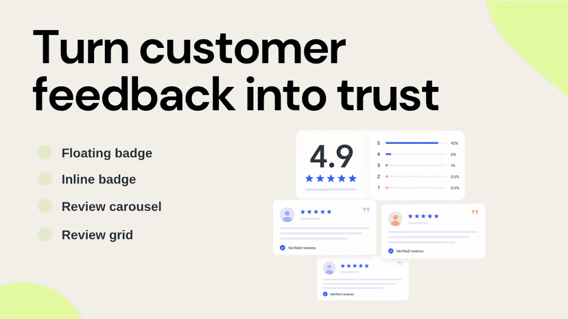 Grid carousel badge and floating review display options