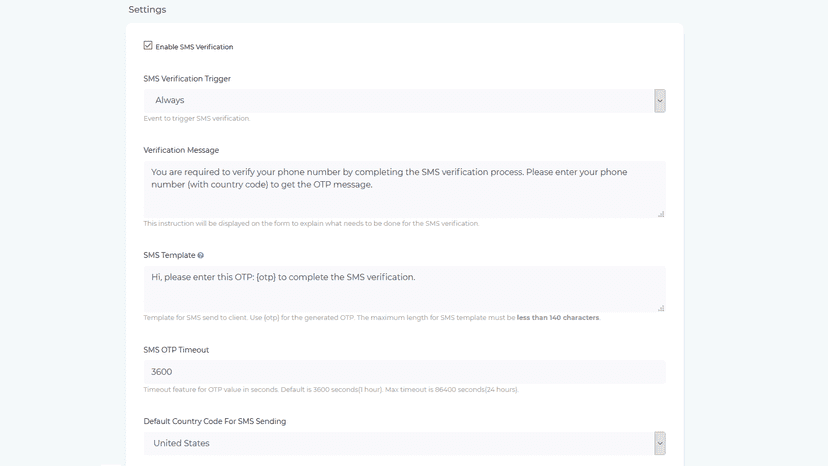 FraudLabs Pro SMS Verificaction App Settings