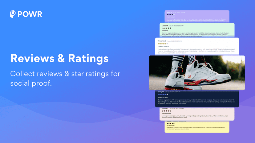 Collect customer product reviews + star ratings for social proof