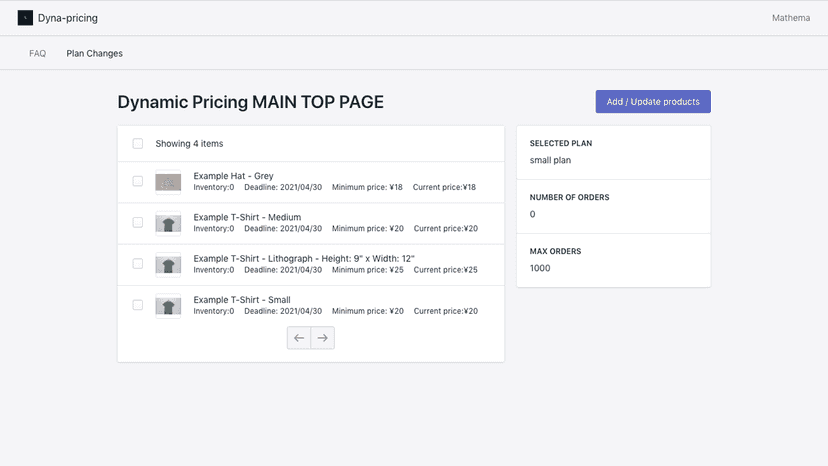 You can track the orders you get and the products you set.