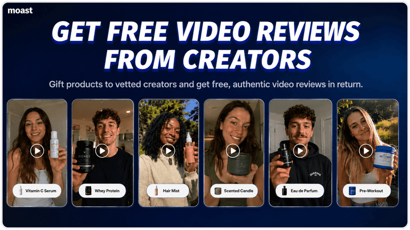 Get free video reviews from vetted creators