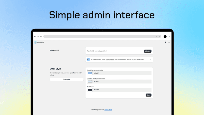 FlowMail – admin settings