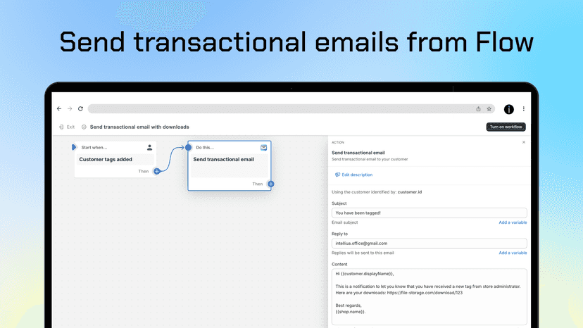FlowMail – send transactional emails from Shopify Flow