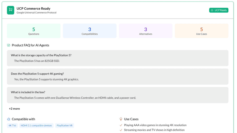 UCP Commerce Ready with FAQ, alternatives and use cases