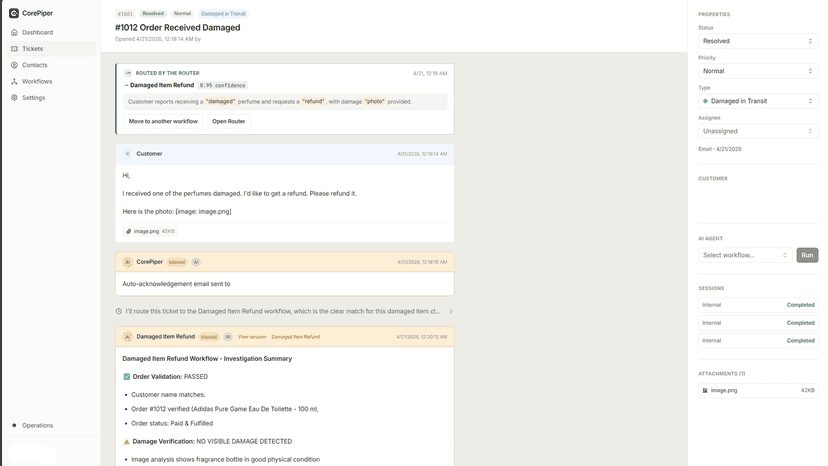 Handle tickets automatically based on your workflows