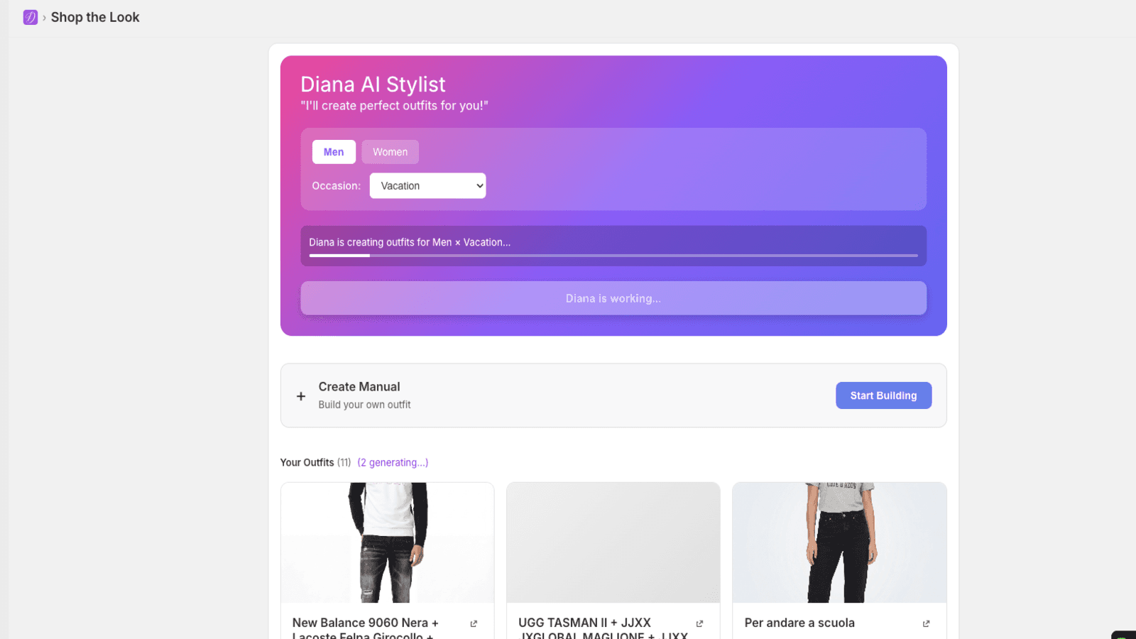 outfit creation flow