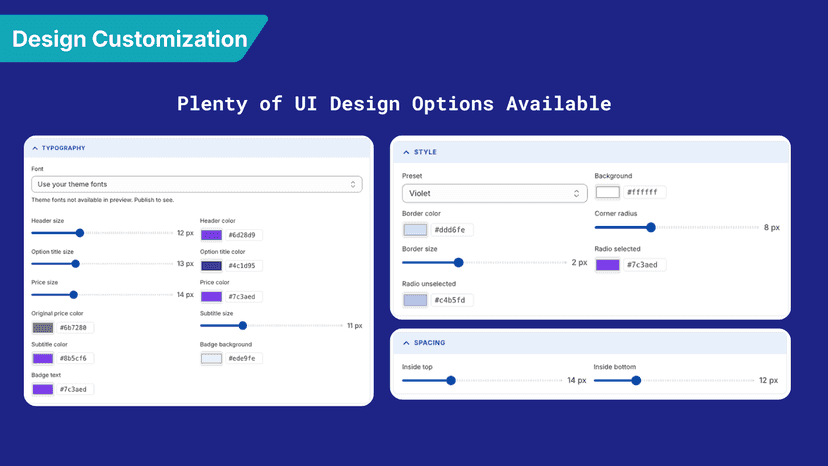 COVA Subscription widget design customization