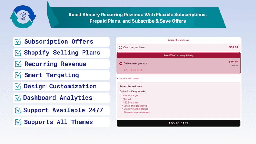COVA Subscription offers and Selling Plan widget