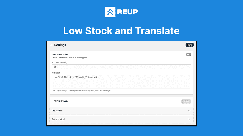 Reup - Back in Stock, Preorder