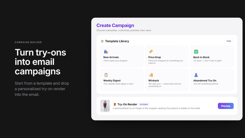 Turn try-ons into email campaigns.