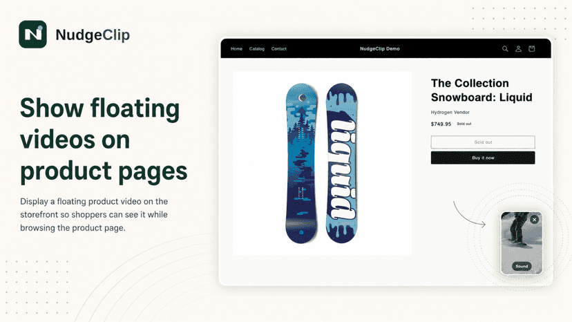 Floating video widget on product page