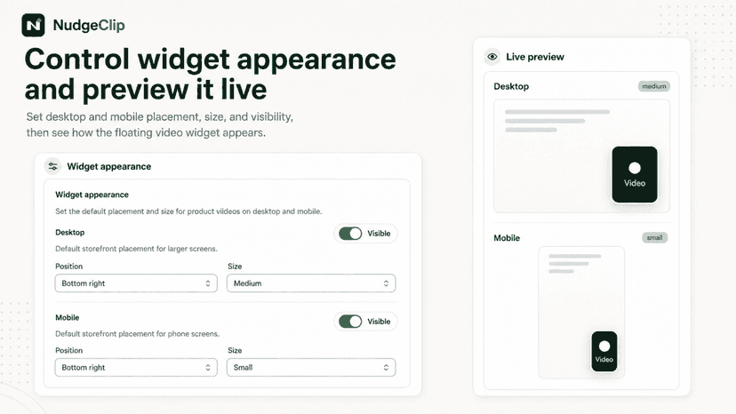 Control widget appearance with live preview