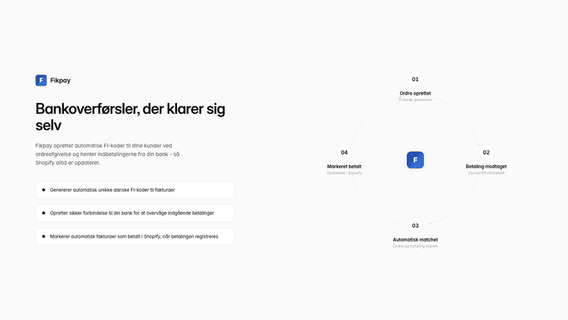 Fikpay automatiserer bankoverførsler i Shopify