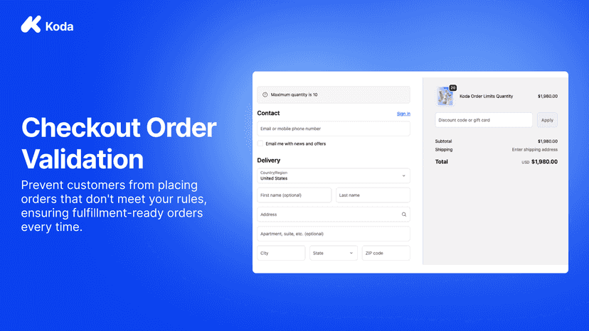 Integrating validation with checkout page
