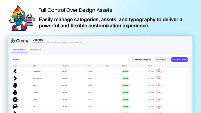 Custy designs listing