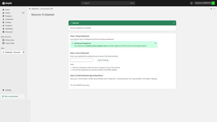datahash conversions api capi step 2 sudomain done