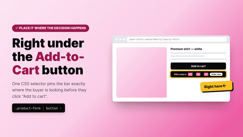 bar placed under add to cart using css selector