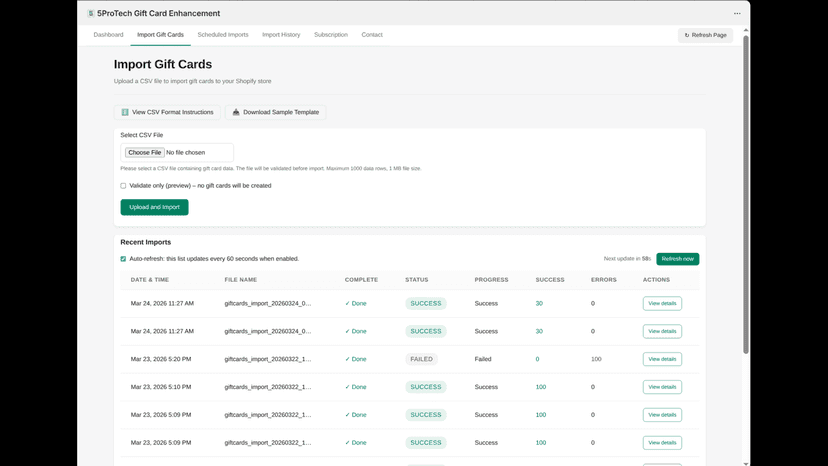 Import Page
