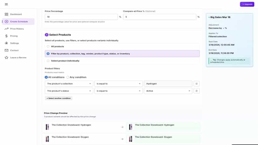 Create schedule step 3