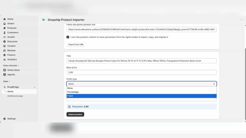 setting profit type
