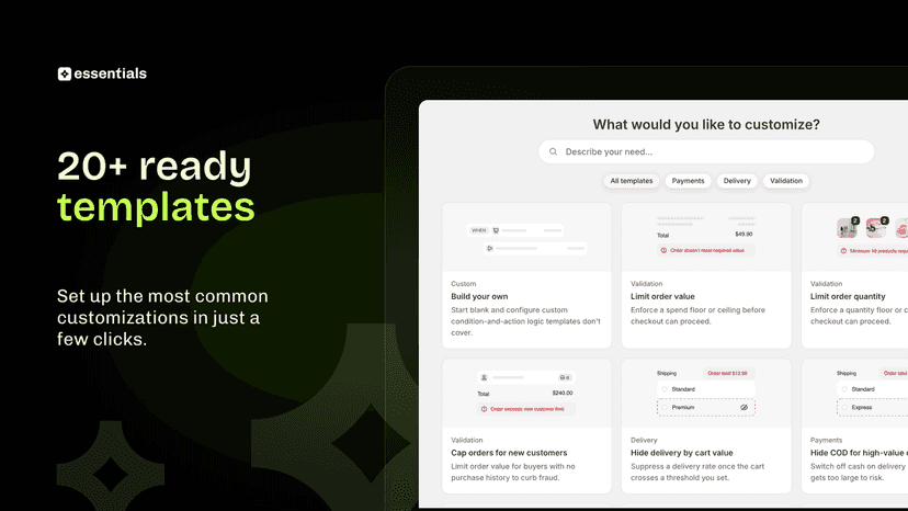 Essential Checkout Customizer 20+ ready validation templates