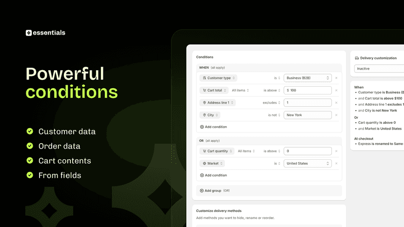 Essential Checkout Customizer with flexible rule conditions