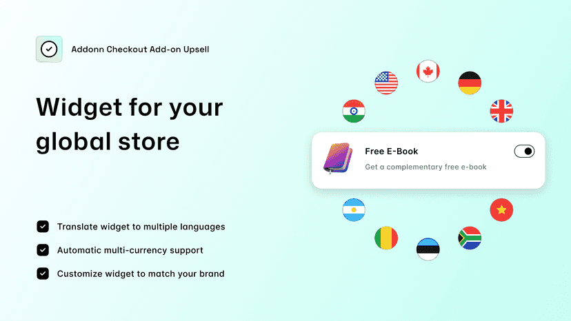 Addonn add-on widget supports multiple languages and currencies