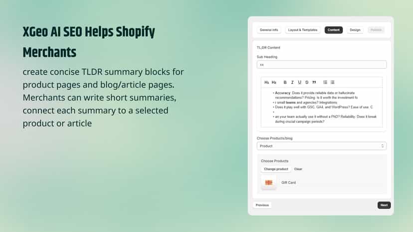 xGeo AI product pages and blog post pages