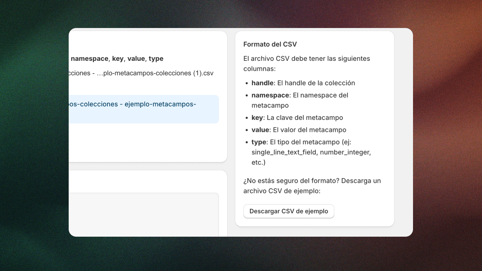 Instrucciones sobre como armar tu csv