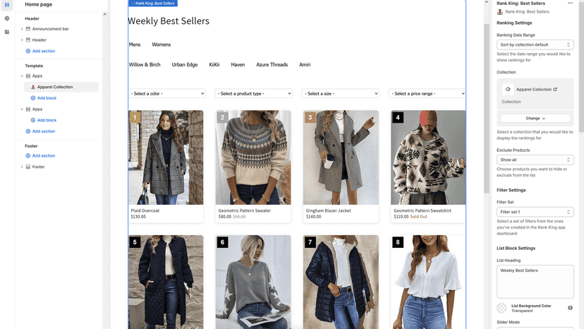 Ranking list editor