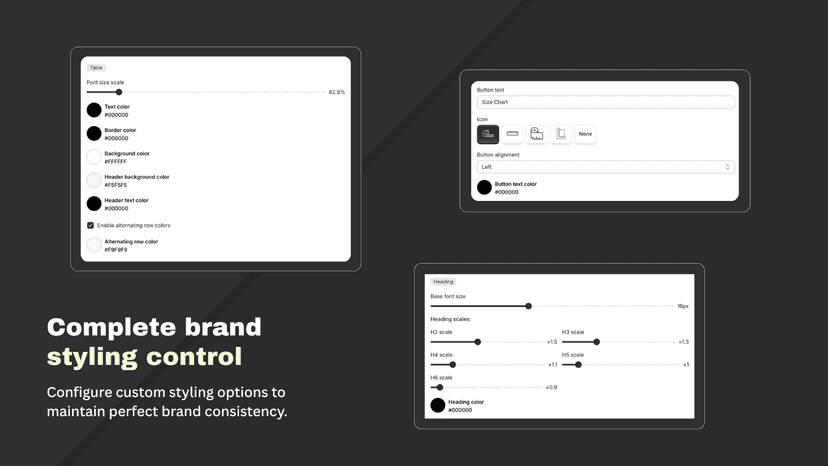 Size Chart Styling Options to Match Your Brand