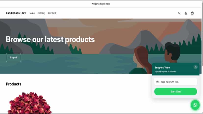 See the WhatsApp button and greeting popup live on your store