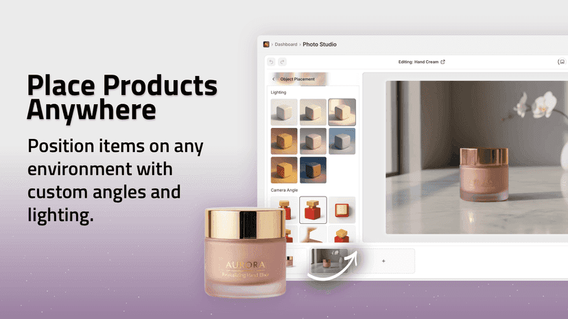Create lifestyle photoshoots of your products in any environment