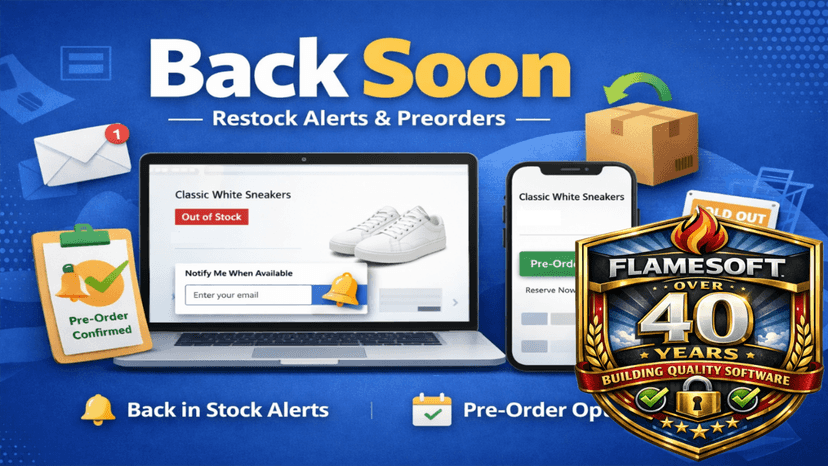 Back Soon app showing restock alerts and preorder options
