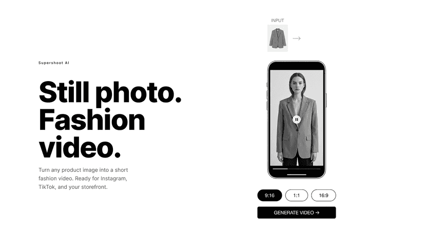 Generate fashion videos from any product photo
