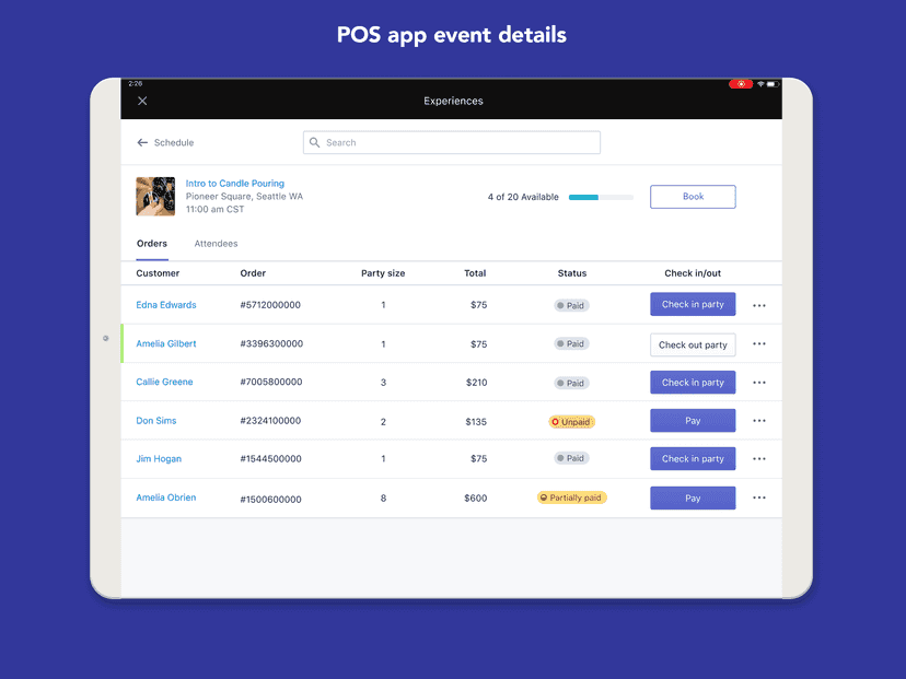 Shopify POS - View Attendee List